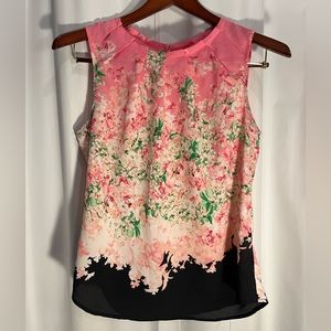New York & Company Size Med sleeveless pink/green/black print polyester